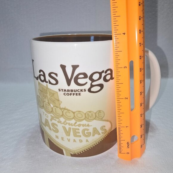 STARBUCKS COFFEE COLLECTORS SERIES LAS VEGAS MUG TAN AND BROWN 16OZ EUC - Picture 7 of 9